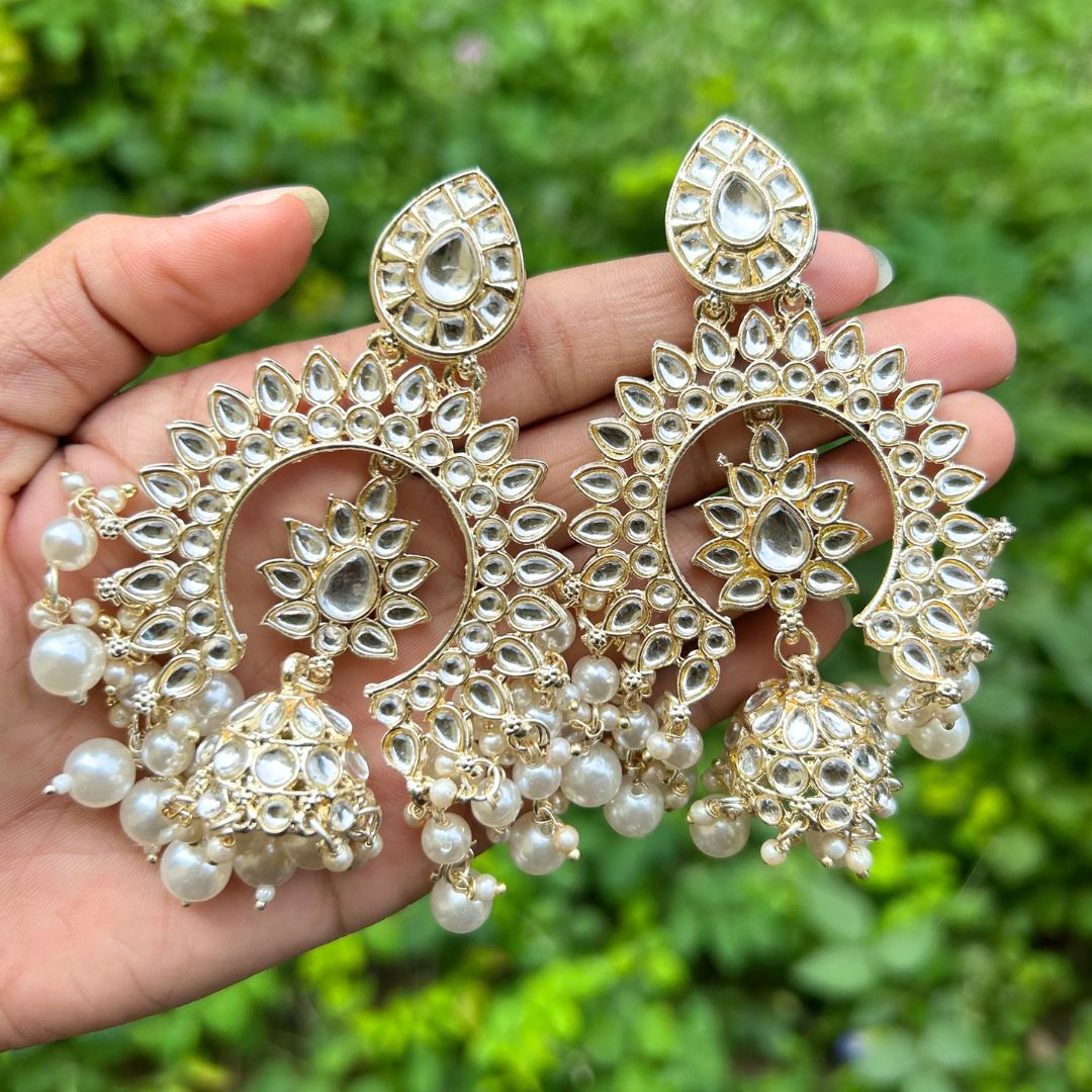 Gold Plated Chandbalis with Jhumka