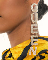 Golden Queen Rhinestone Drop Earrings