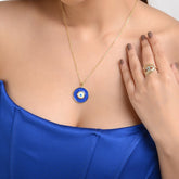 Gold Plated Blue Evil Eye Pendant