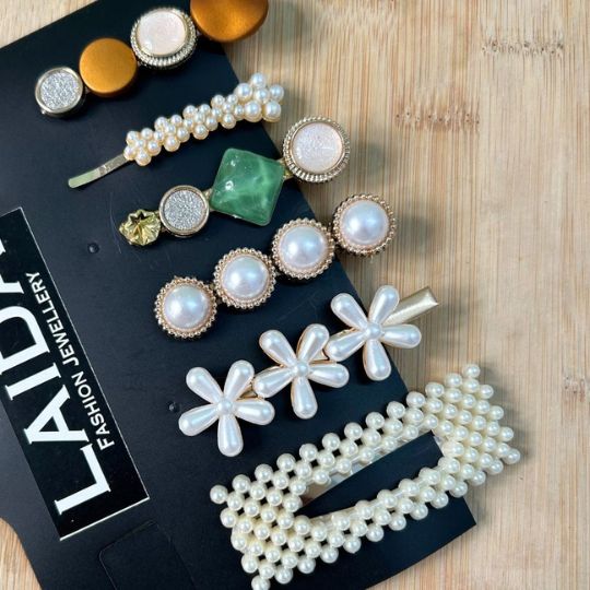 Laida Women Set of 6 Gold-Toned Embellished Alligator Hair Clip