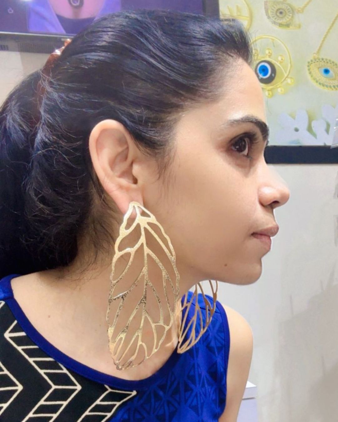 Golden Leaf Long Tassel Drop Earrings
