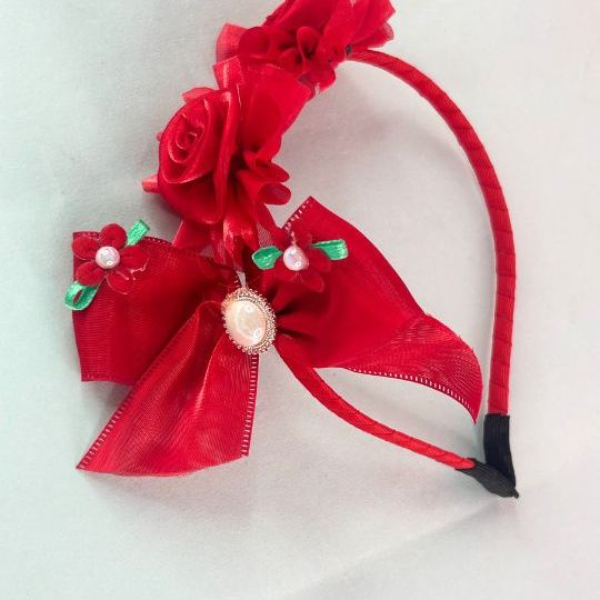 Girls Red Flower Hairband