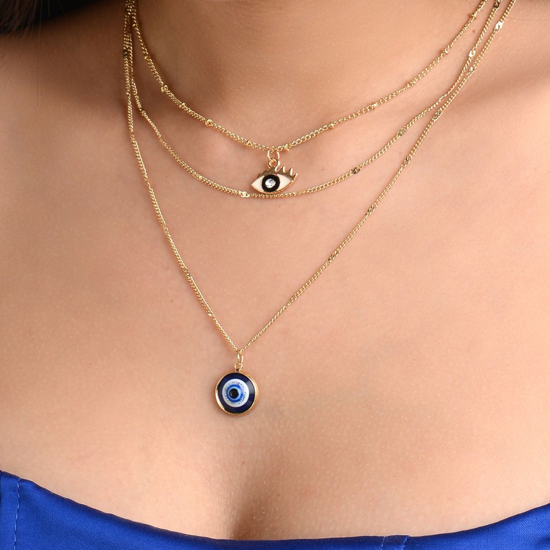 Envy  Multi - Layered Evil Eye Pendant Chain