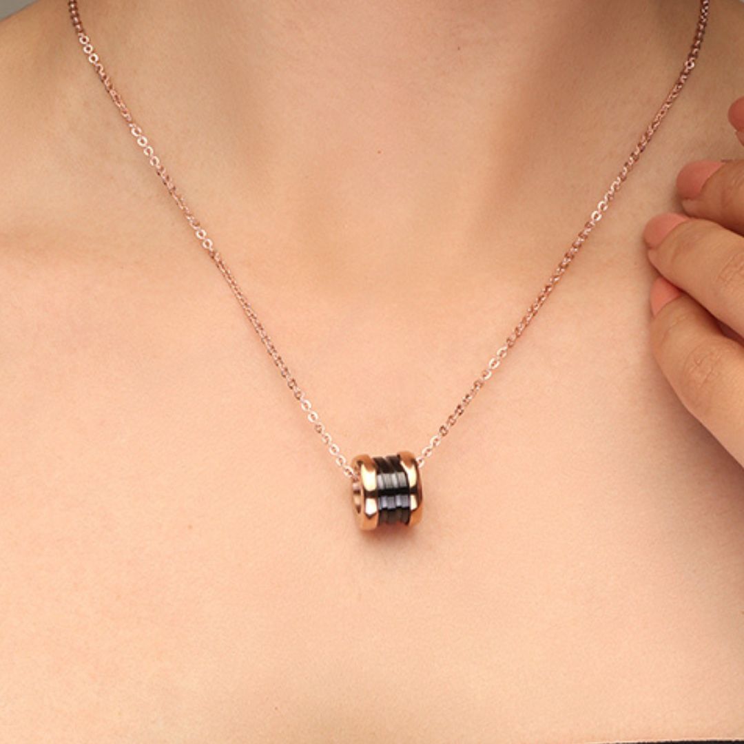Laida Women Rose Gold-Plated AD Studded Pendant with chain