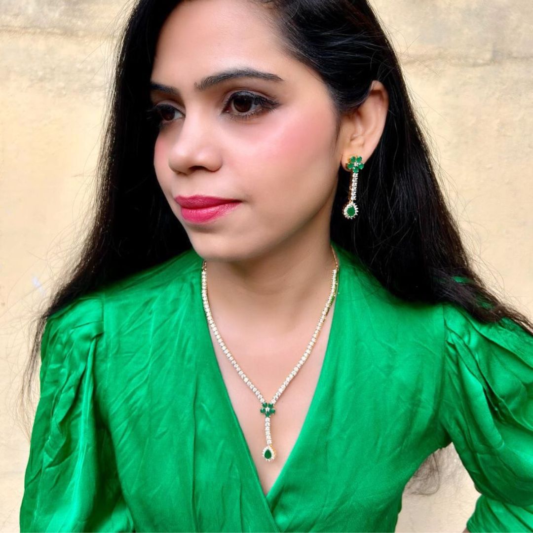 Sofia Emerald Green CZ Designer Set