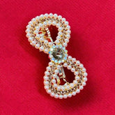 Women Pearl Embellished Criscross Barettes