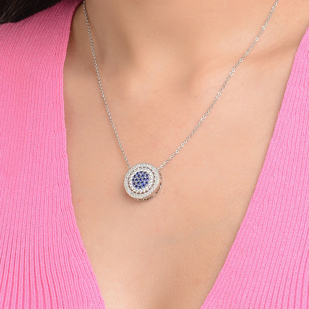 Silver Plated Evil Eye Symbol Pendant