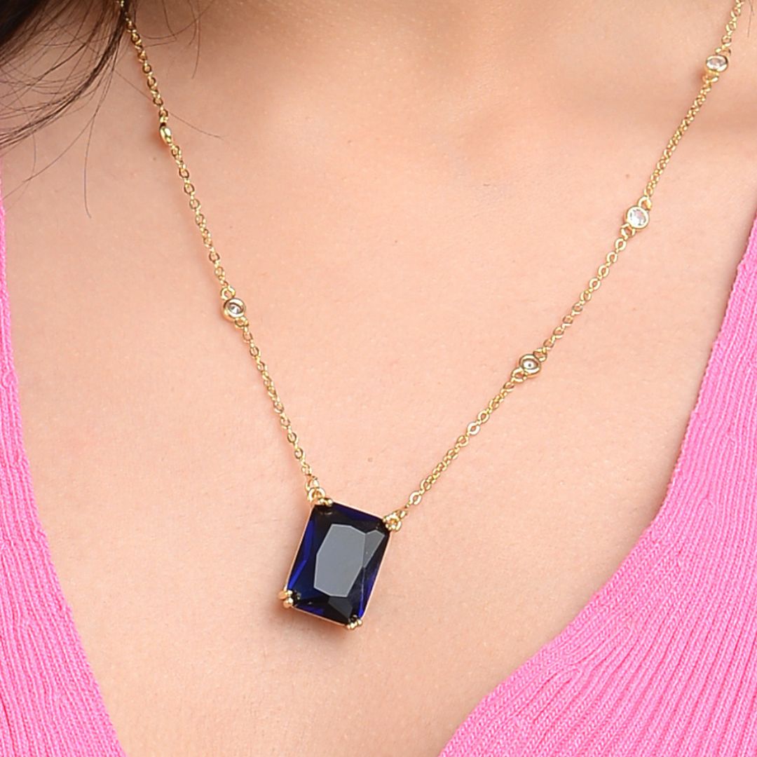 Square Blue Stone Pendant