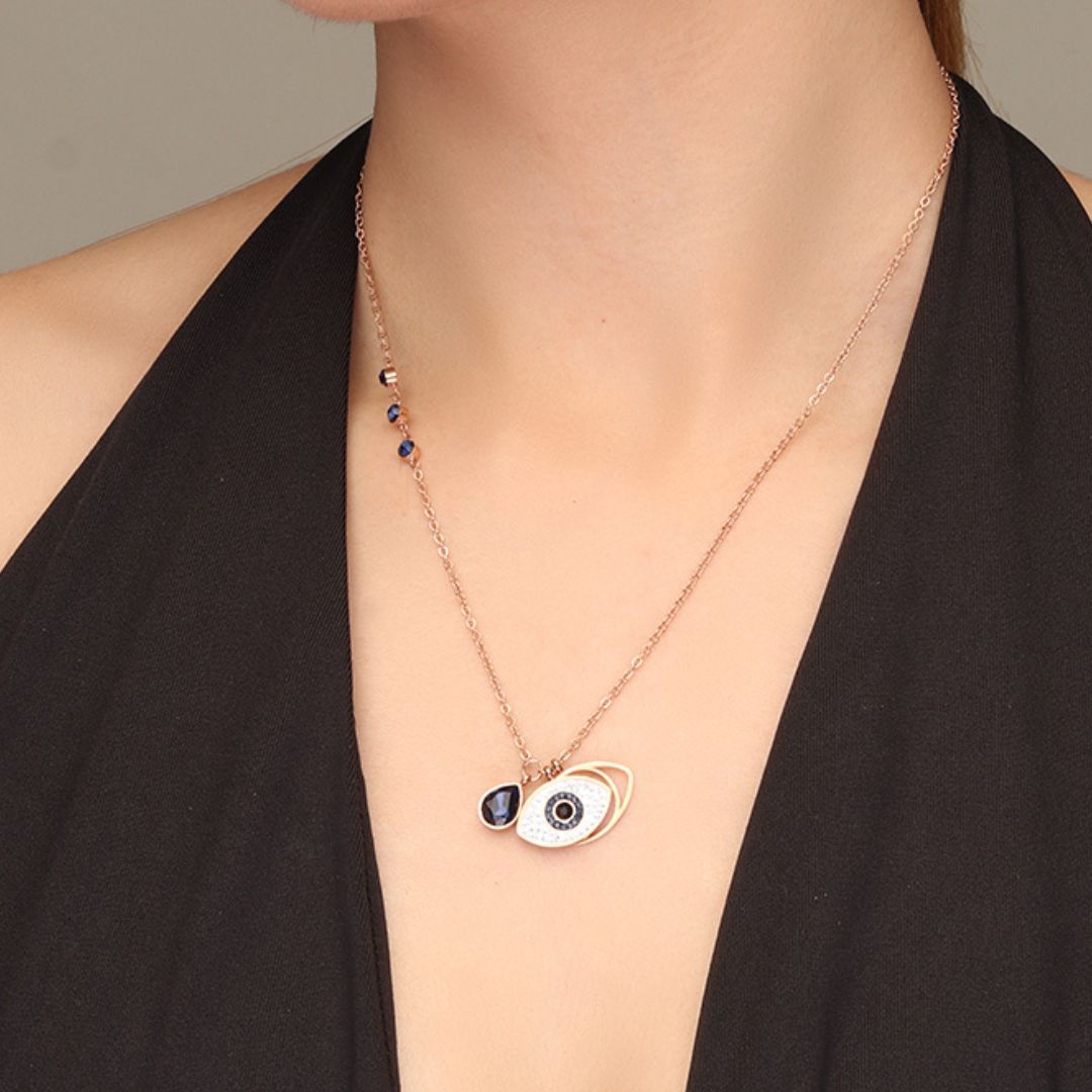 Rose Gold Plated Evil Eye Pendant Chain