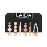 Laida Women Set of 6 Gold-Plated Embellished Alligator Hair Clip