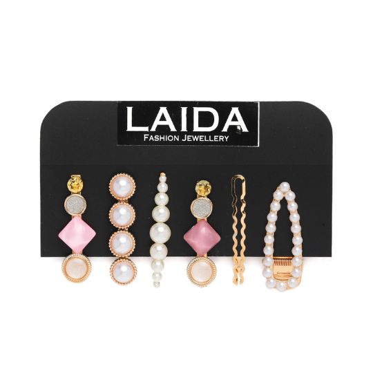 Laida Women Set of 6 Gold-Plated Embellished Alligator Hair Clip