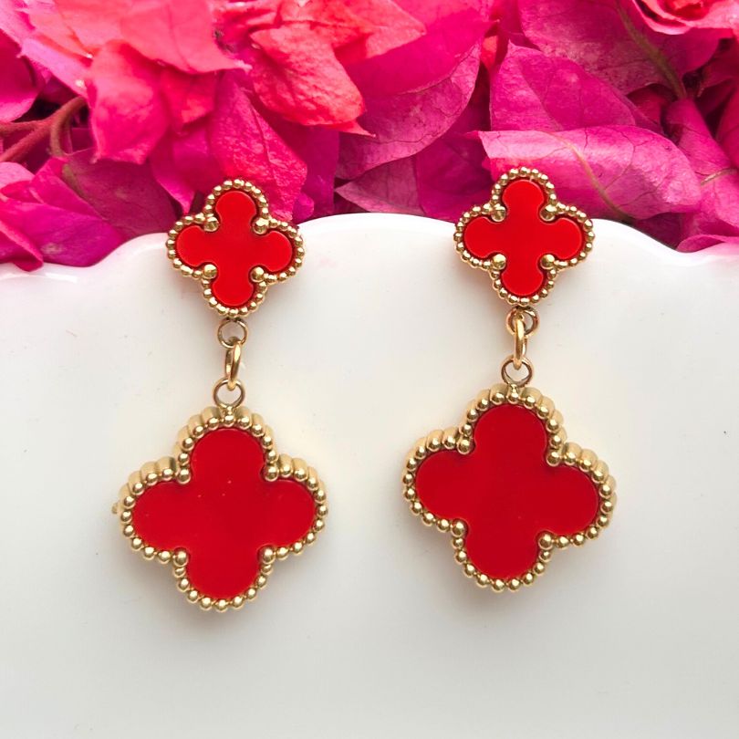 Clover Red Earring