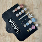 Laida Women Set Of 6 Gold-Plated & White Beaded Alligator Hair Clip