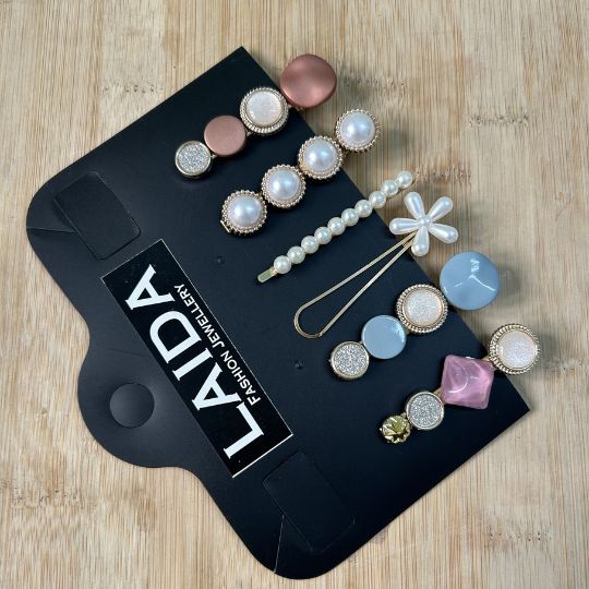 Laida Women Set Of 6 Gold-Plated & White Beaded Alligator Hair Clip