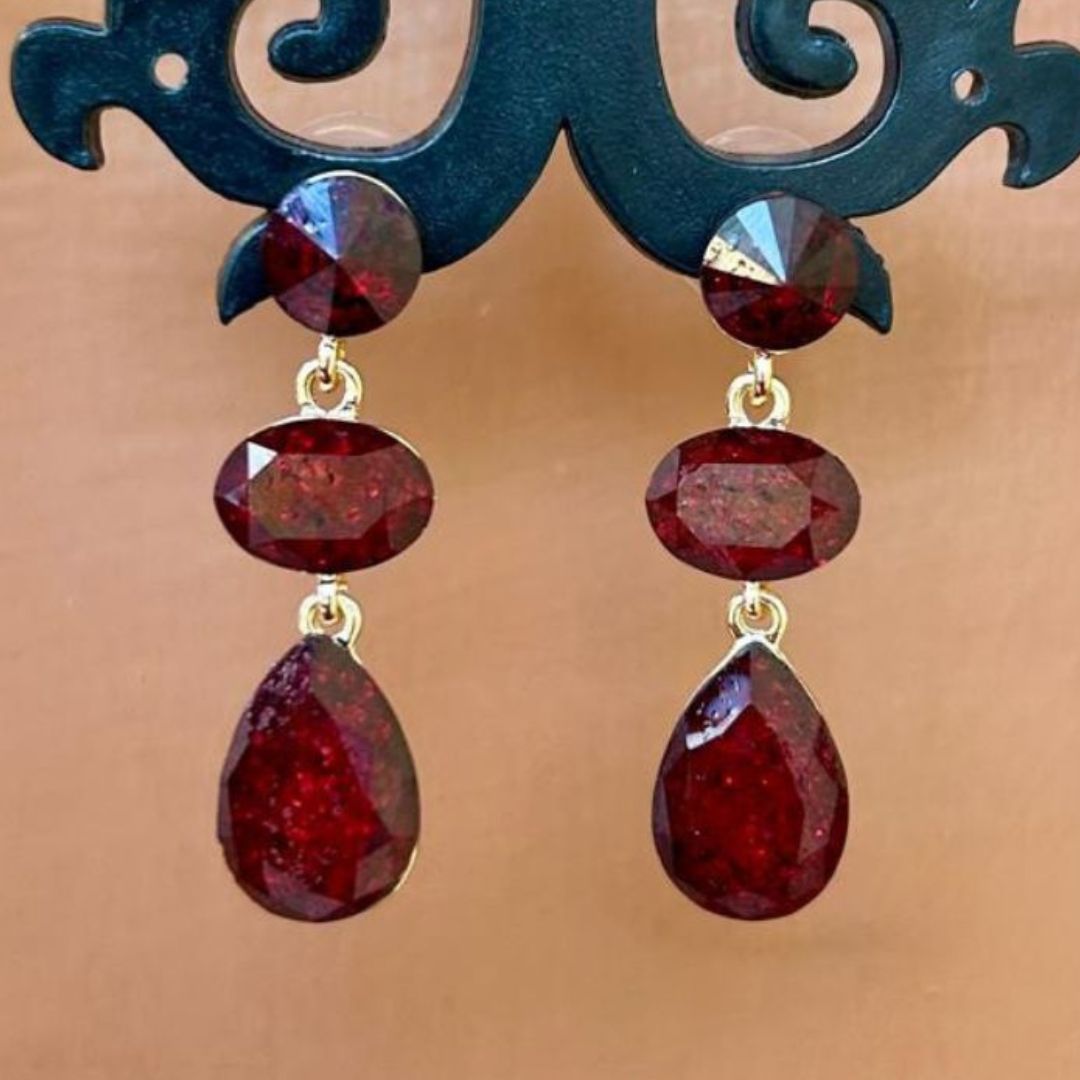 Wine Gemstone Earrings