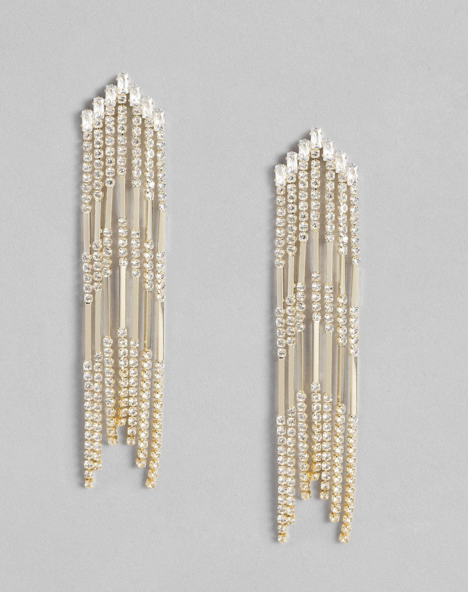 Gold-Plated AD-Studded Classic Drop Earrings