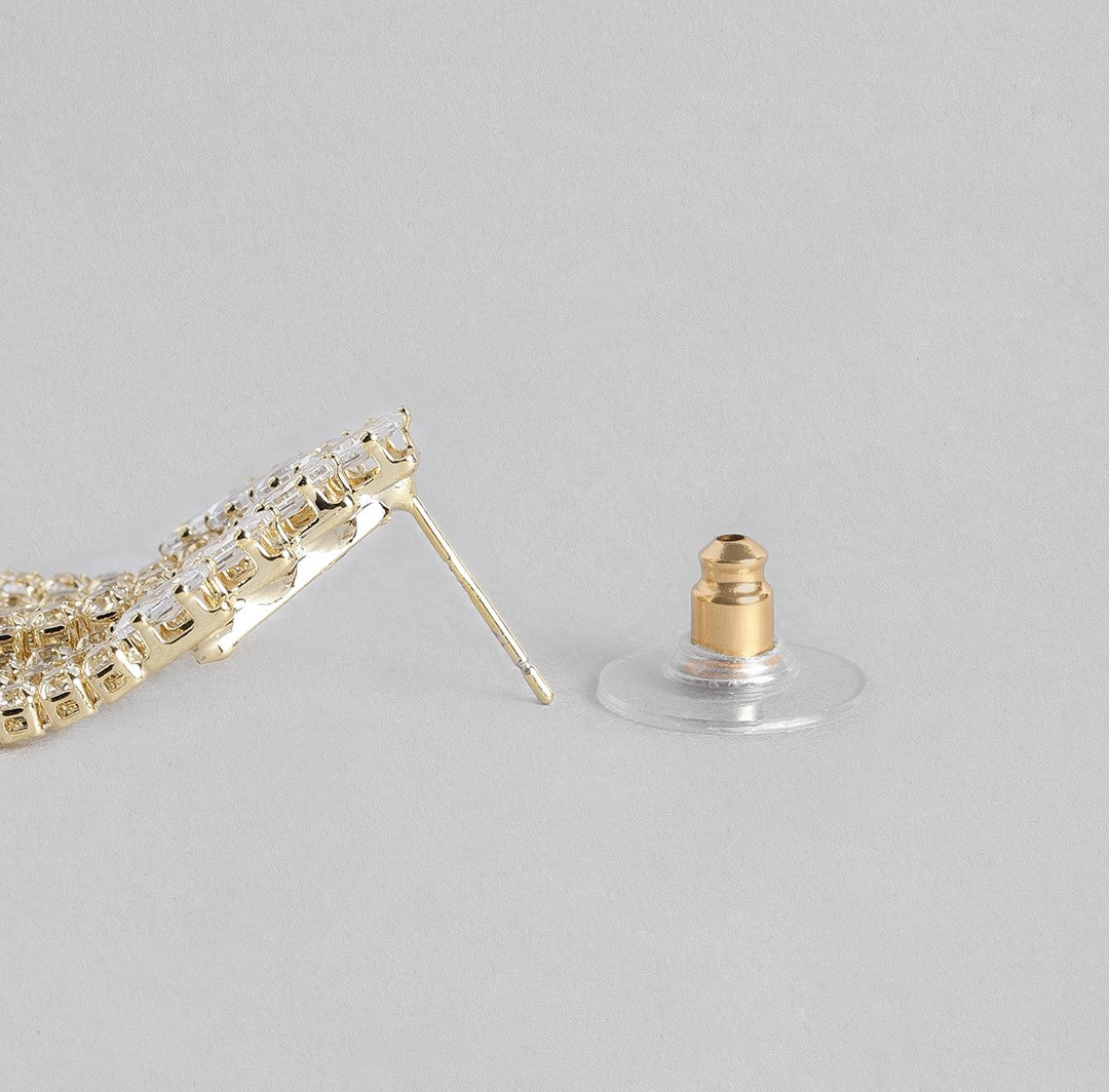 Gold-Plated AD-Studded Classic Drop Earrings