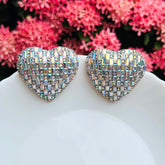Bling Blogger Silver Rainbow Heart Earrings - Big