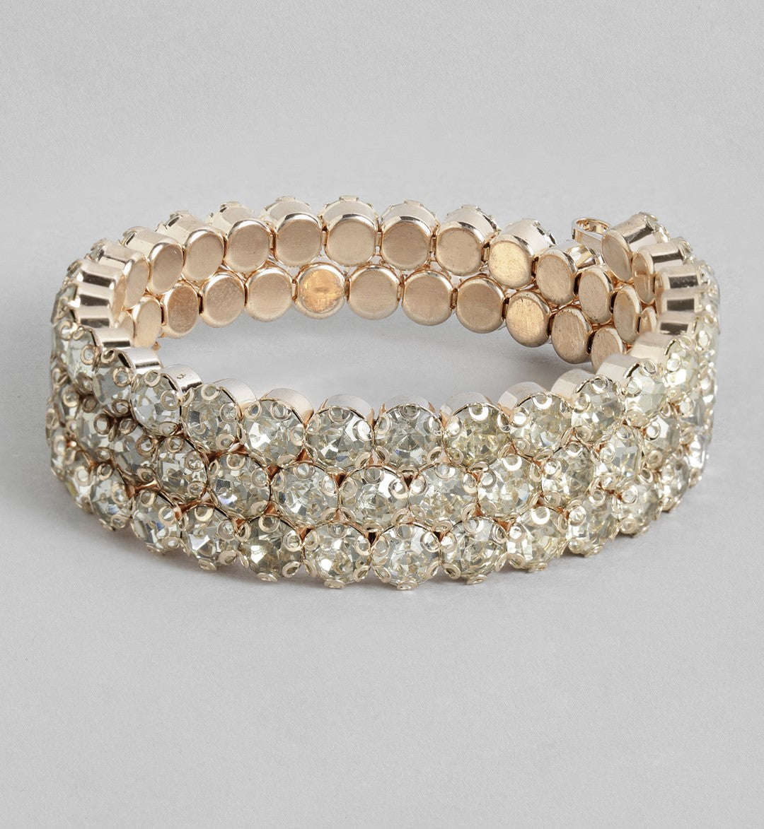 Rhinestone Gold- Plated Spiral Bracelet
