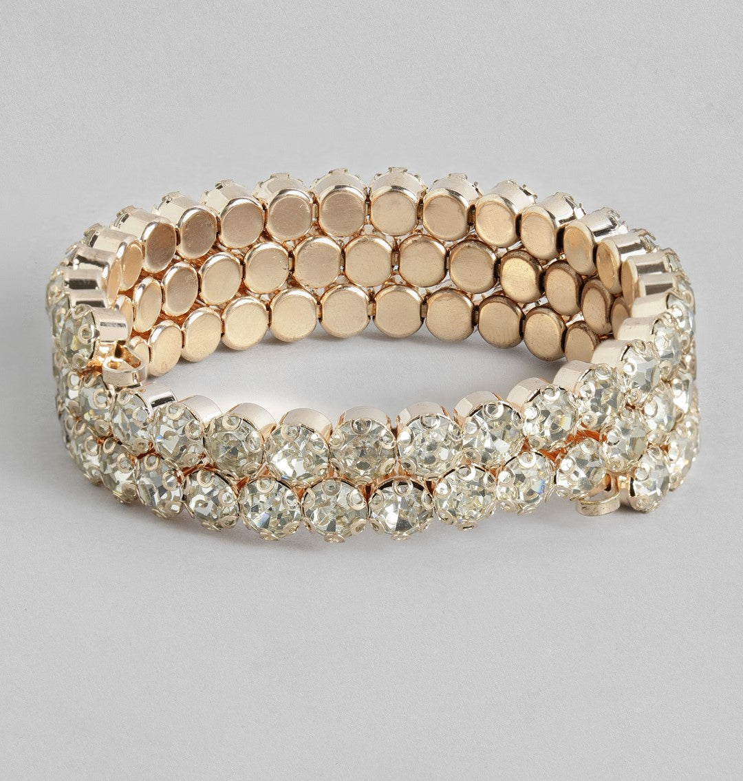 Rhinestone Gold- Plated Spiral Bracelet