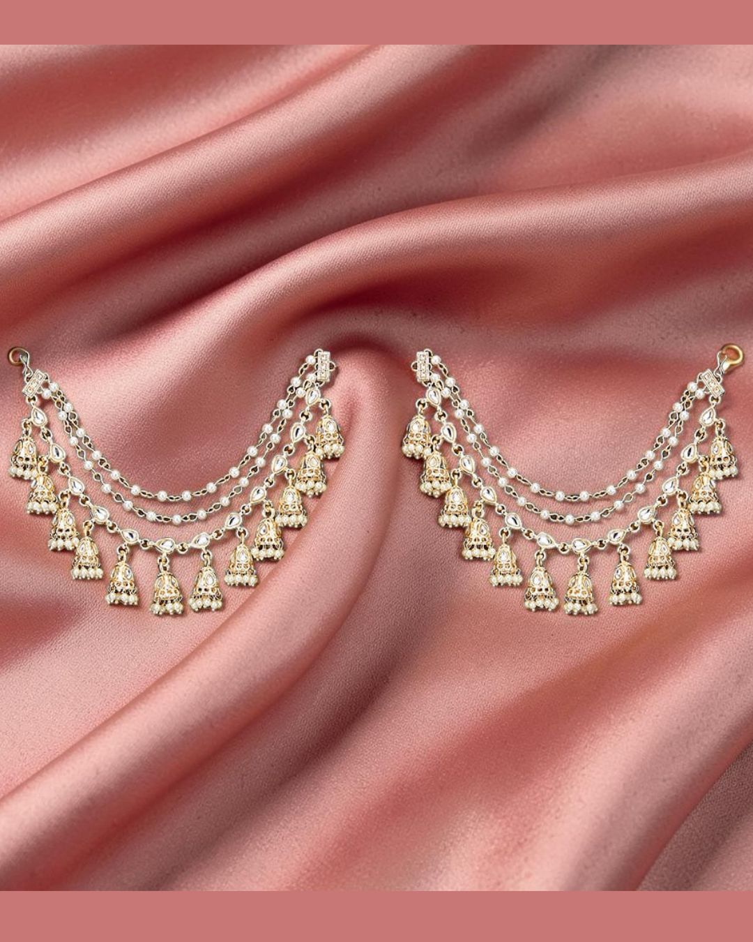 Ruhi Gold-Plated Pearls-Studded Jhoomar Ear Chain