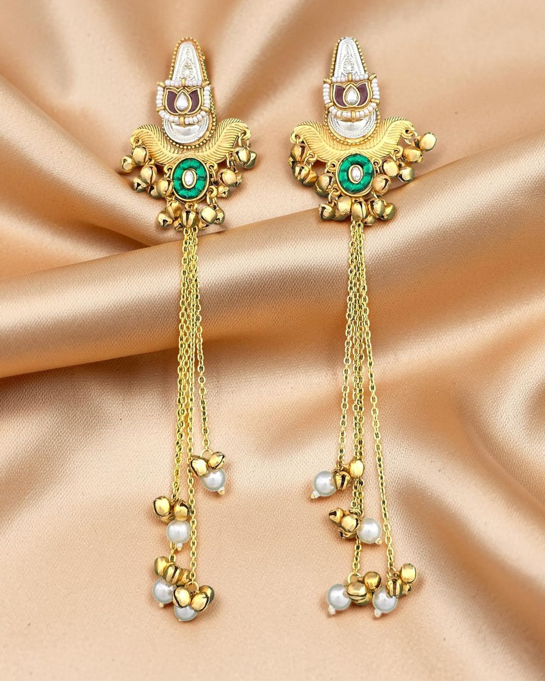 Zeenat Pearl Ghungroo Kashmiri Earrings