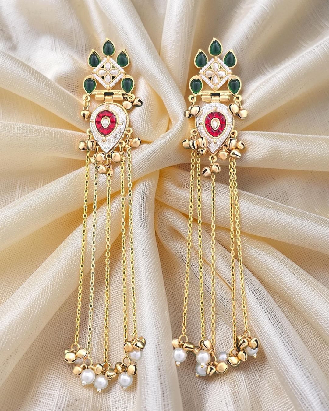 Rangrez Pearl Ghungroo Kashmiri Earrings