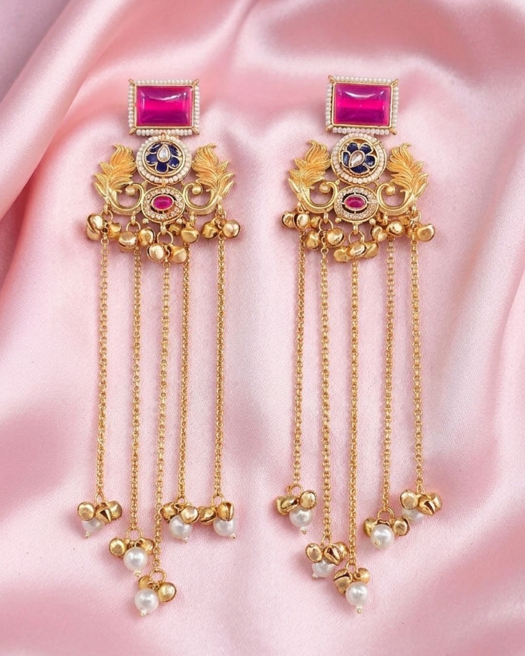 Afreen Pink Ghungroo Kashmiri Earrings