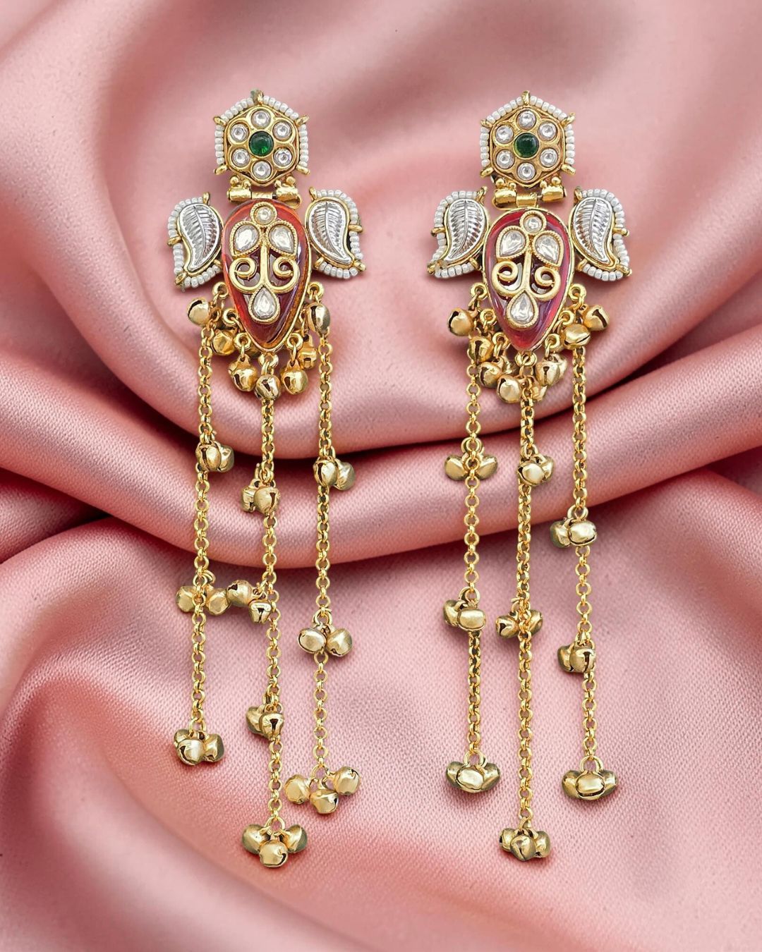 Nagma Red Ghungroo Kashmiri Earrings
