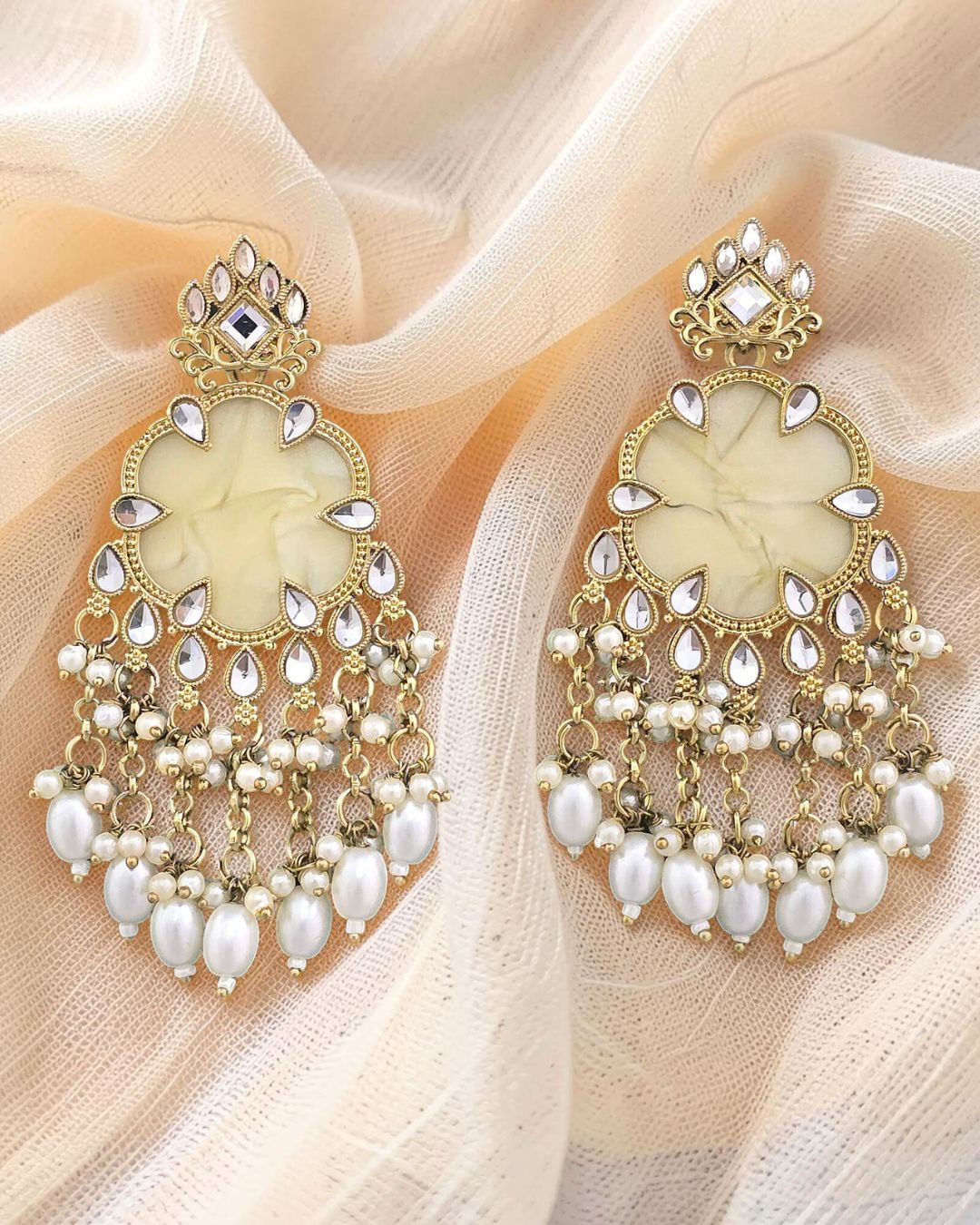 Anika Ivory Designer Chandbalis Earrings