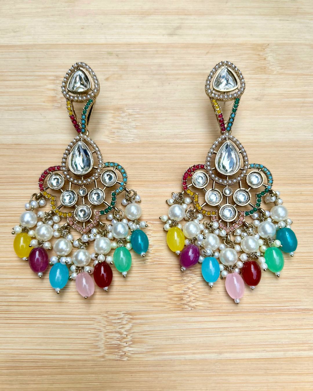 Alia Multi Kundan Chandbalis Earrings