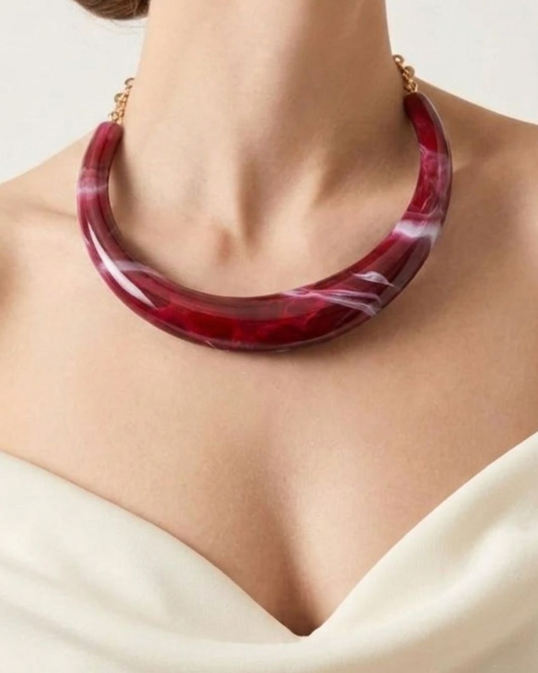 Red Resin Acrylic Collar Necklace