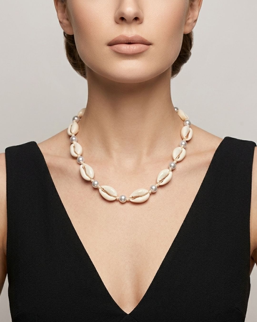 Pearl Beaded Shell Necklace