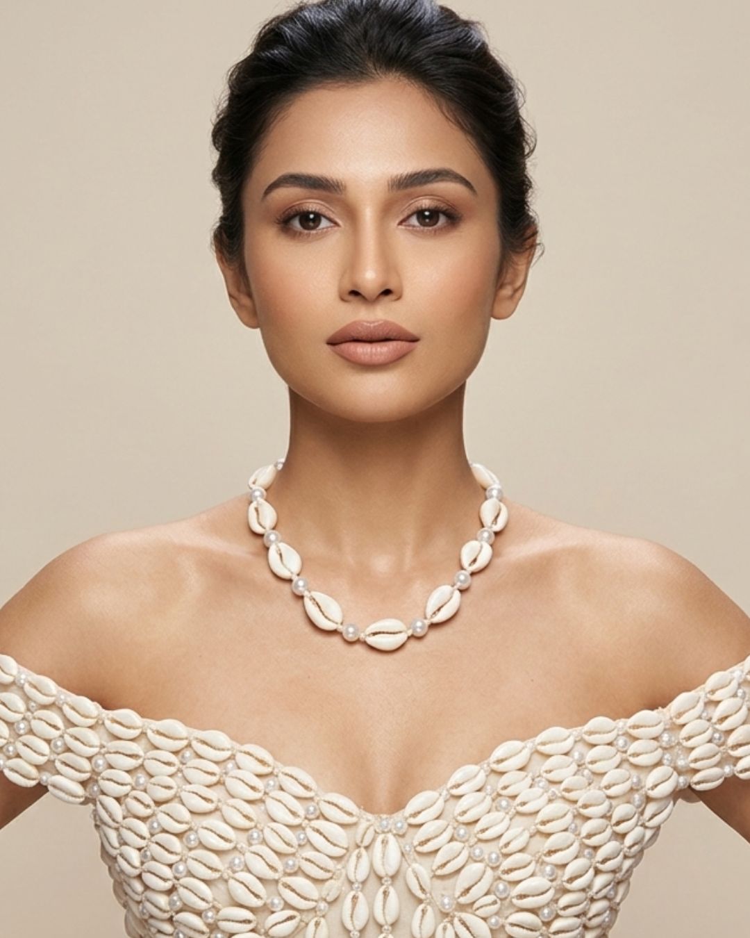 Pearl Beaded Shell Necklace