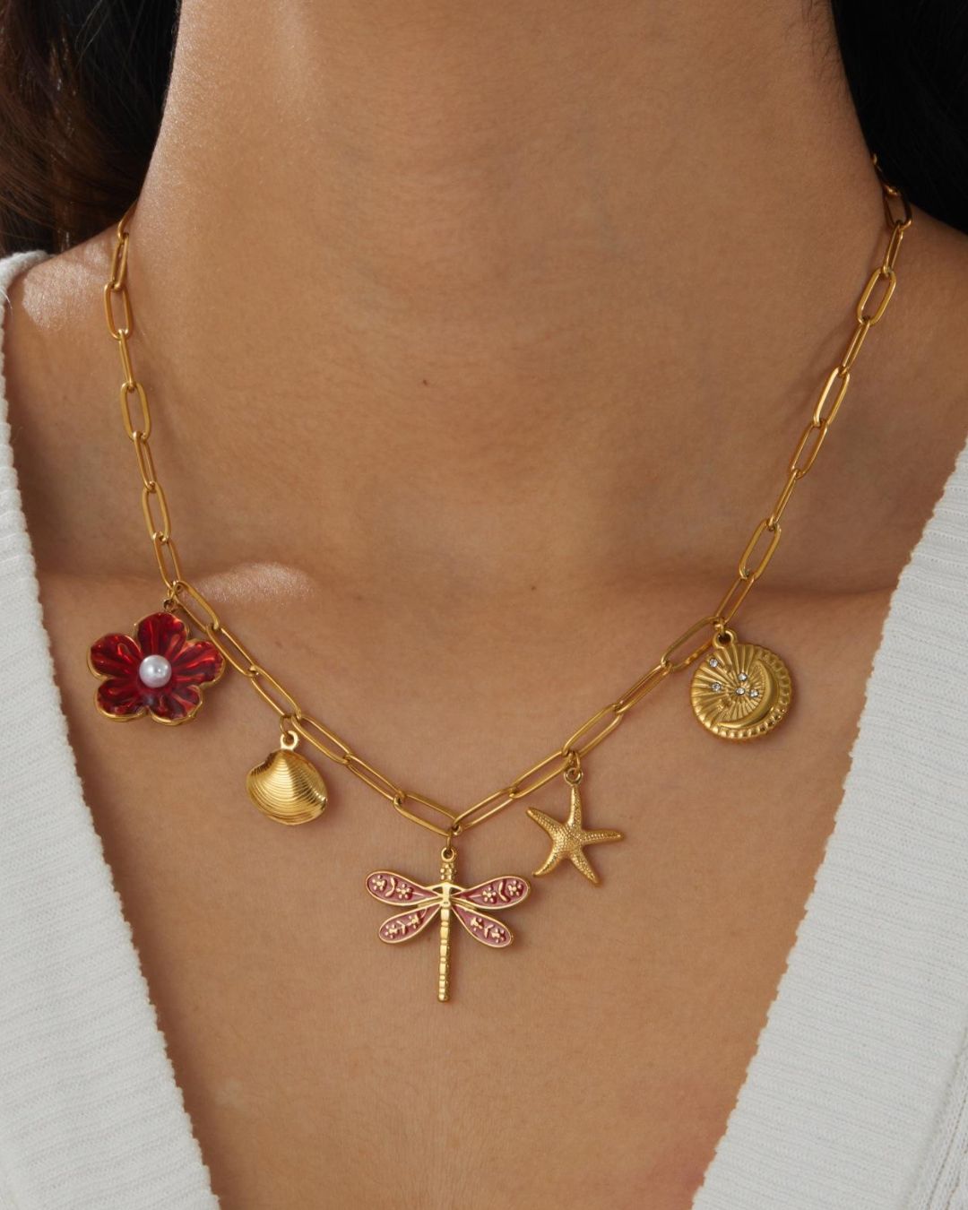 Dragonfly Starfish Boho Pendant Necklace