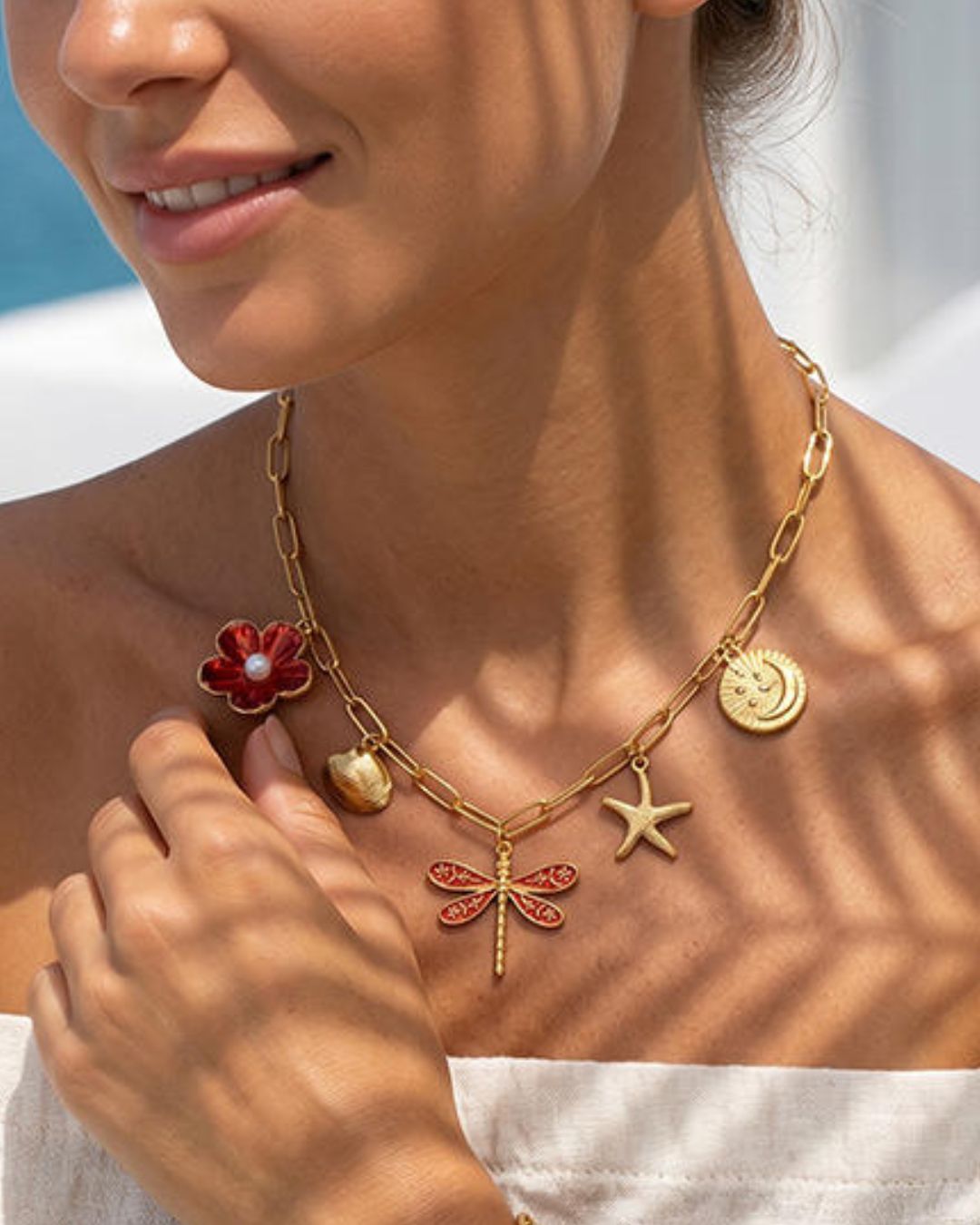Dragonfly Starfish Boho Pendant Necklace