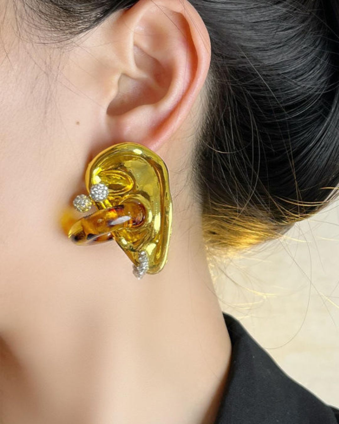Retro 3D Earrings Tortoise Unique Statement Earrings