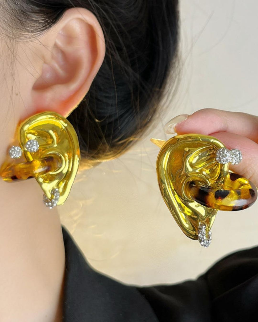 Retro 3D Earrings Tortoise Unique Statement Earrings
