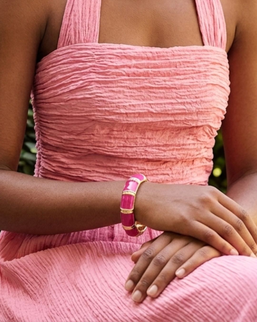 Pink Alloy Enamel Bracelet kada/Cuff