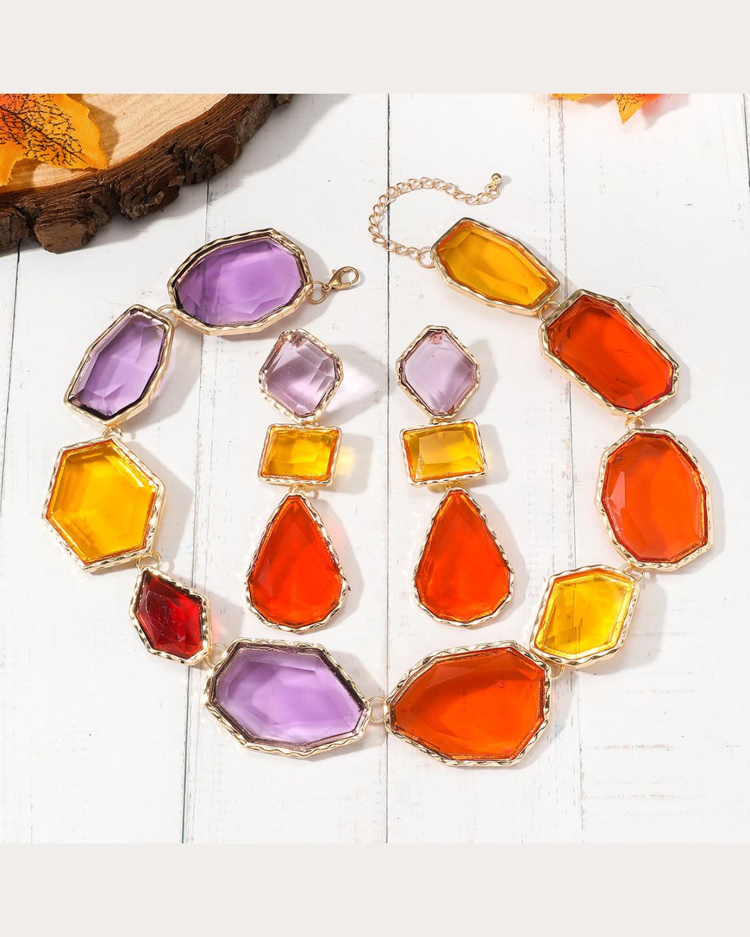 Maya Multicolor Statement Necklace With Earrings