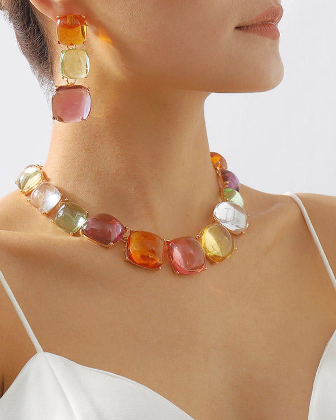 Maya Multicolor Statement Necklace With Earrings