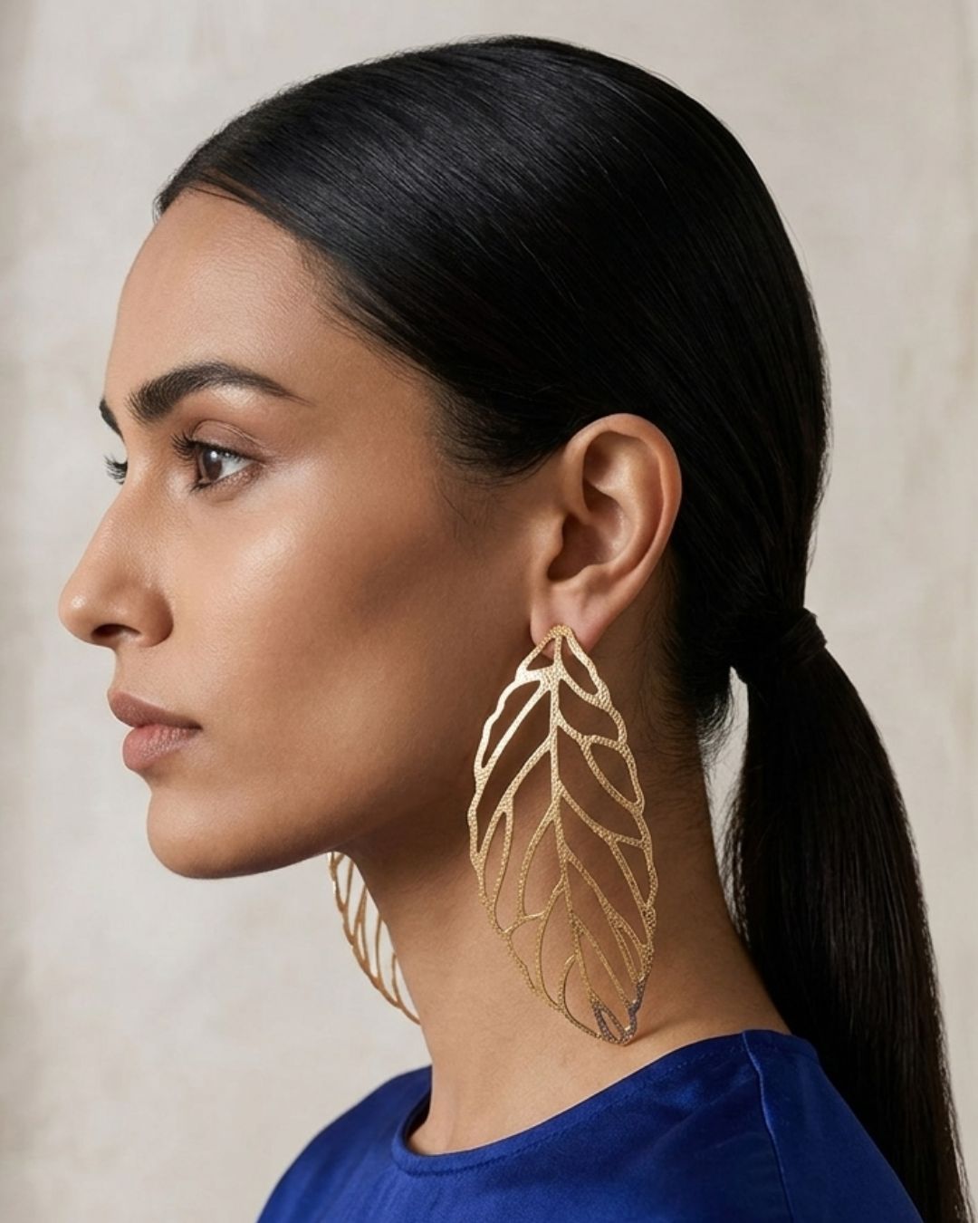 Golden Leaf Long Tassel Drop Earrings