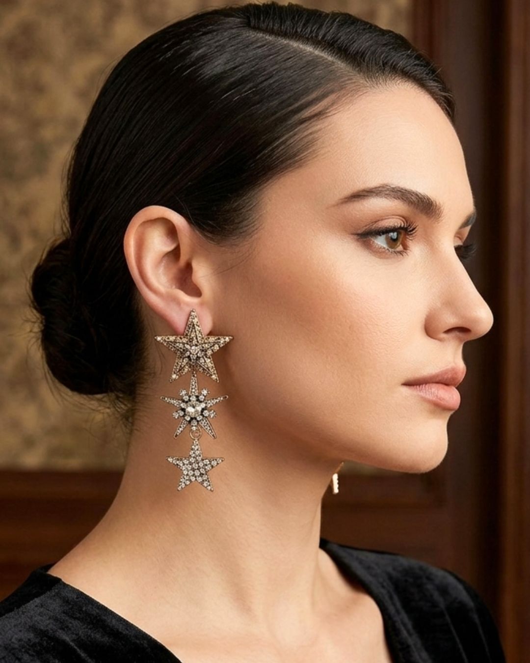 Crystal Star Tassel Drop Earrings