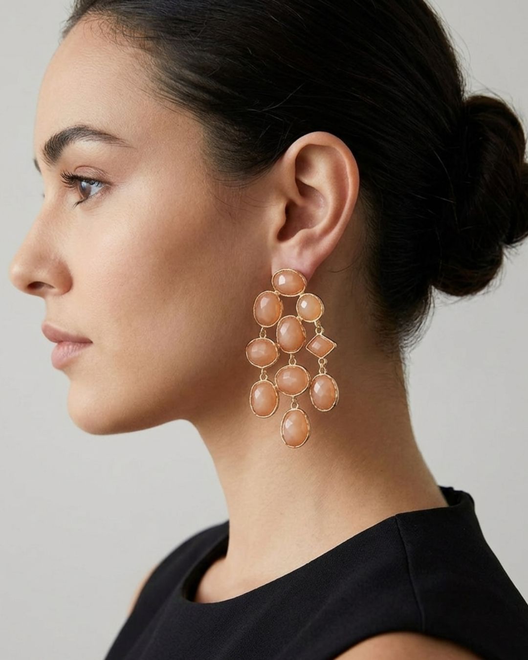 Maya Crystal Layered Brown Earrings
