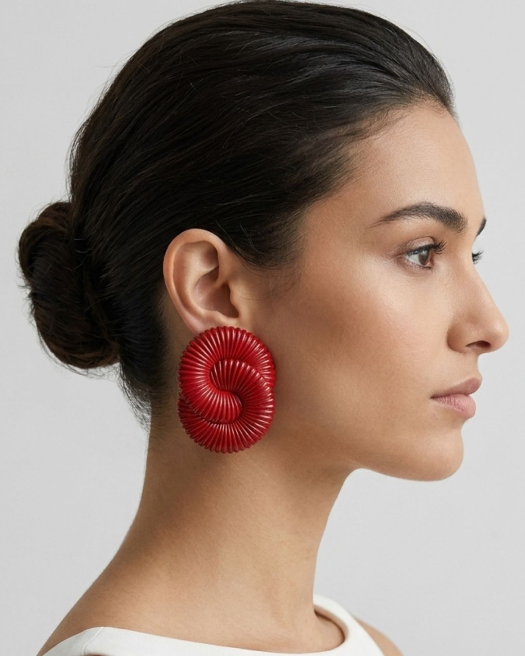 Maroon Twisted Ripple Drop Earrings