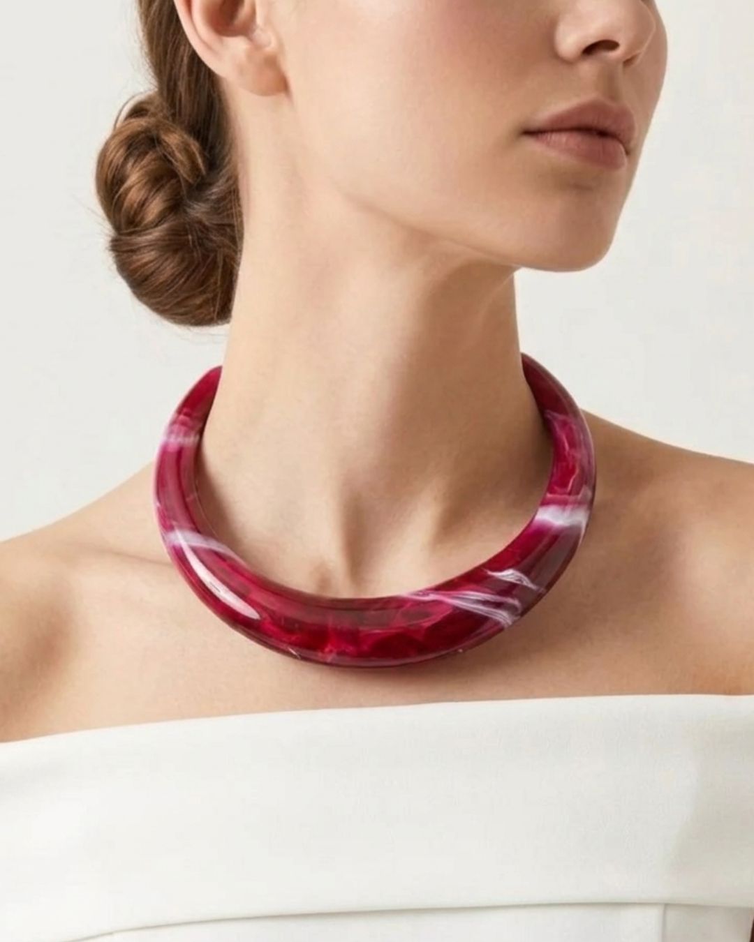 Red Resin Acrylic Collar Necklace