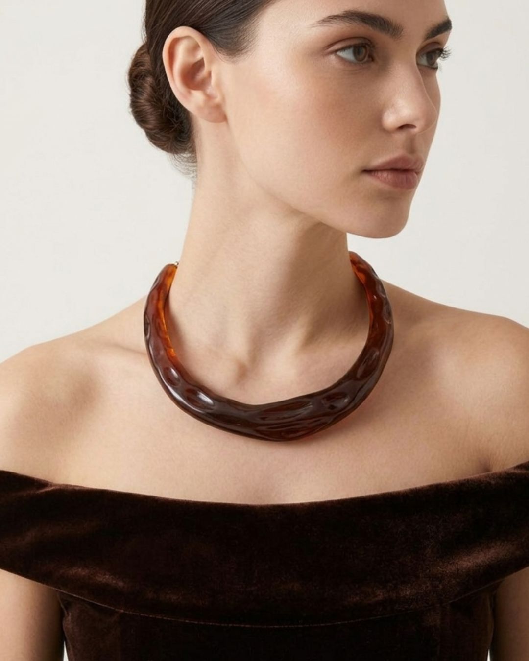 Brown Resin Acrylic Collar Necklace