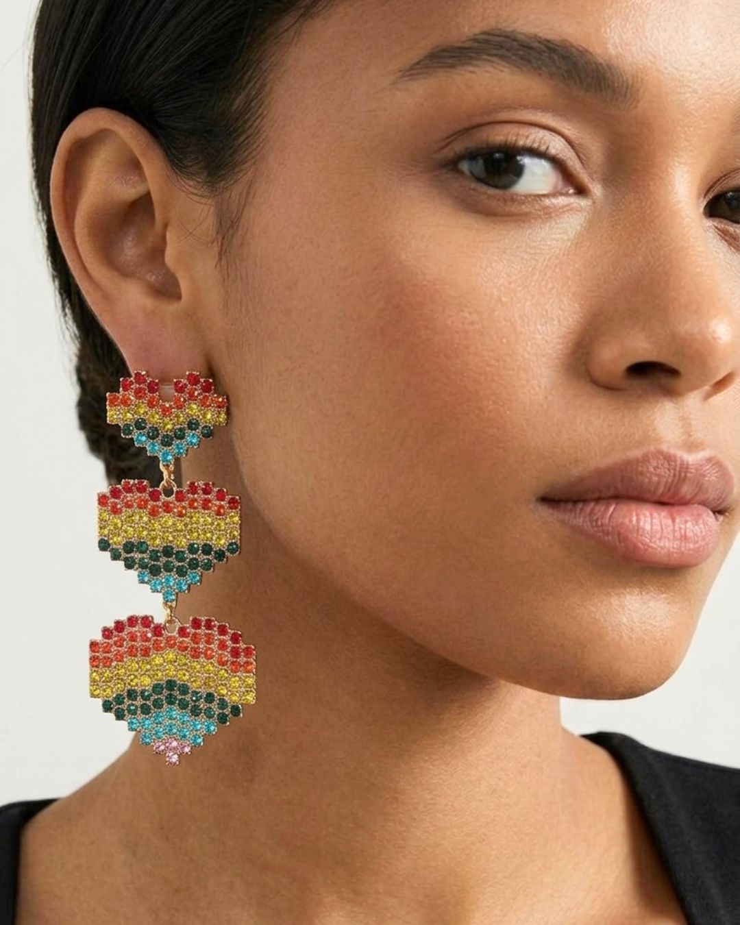 Rainbow Heart Love Drop Earrings