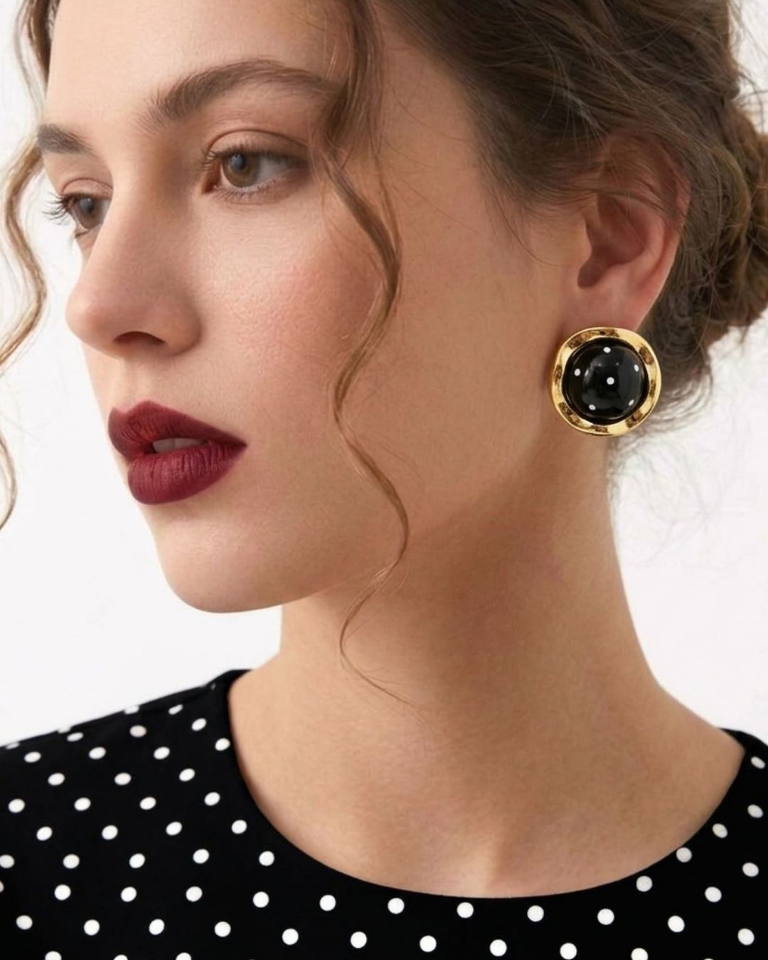 Black Polka Dot Stud Earrings