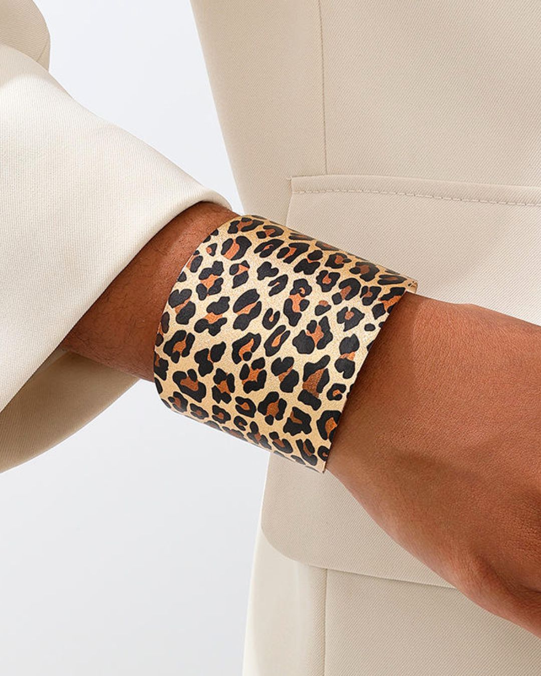 Animal Print Wide Glam Bracelet